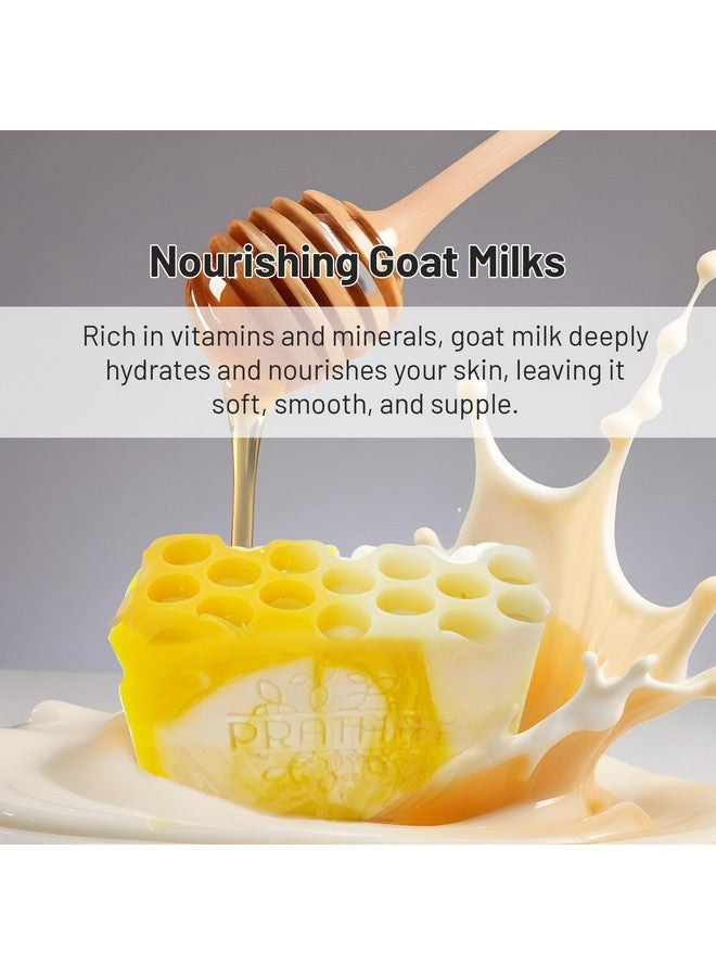 PRATHA صابون حليب الماعز الطبيعي 100% مع العسل - صابون يدوي الصنع بعملية باردة للاستحمام 100 جرام - Image 4