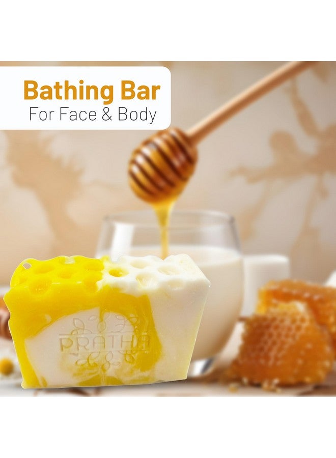 PRATHA صابون حليب الماعز الطبيعي 100% مع العسل - صابون يدوي الصنع بعملية باردة للاستحمام 100 جرام - Image 3