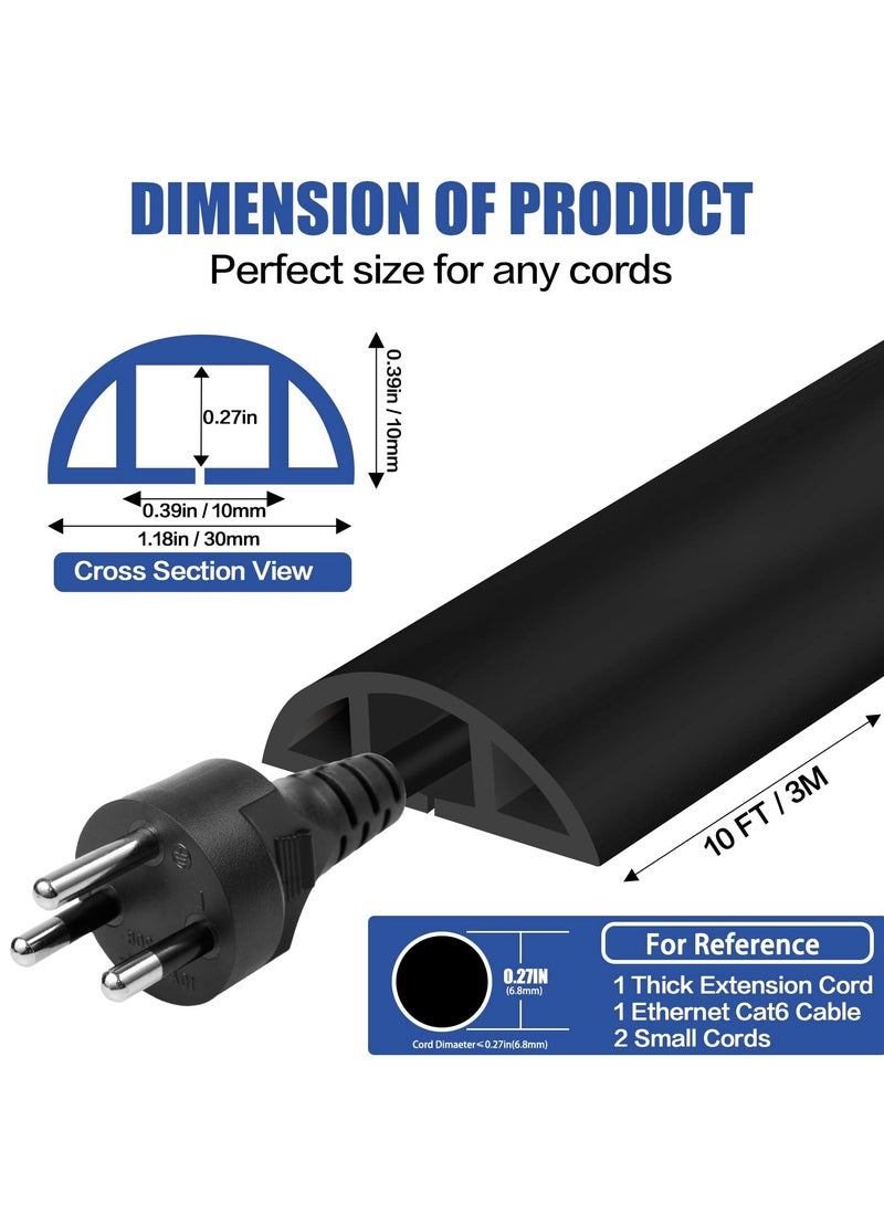 ELFSA Floor Cord Cover Cable Cavity, 2m Self Adhesive Cord Hider Floor Low Profile Floor Cable Management Wire Cover Floor Electric Cord Covers for Home Office Garage Offices Gym - Image 2