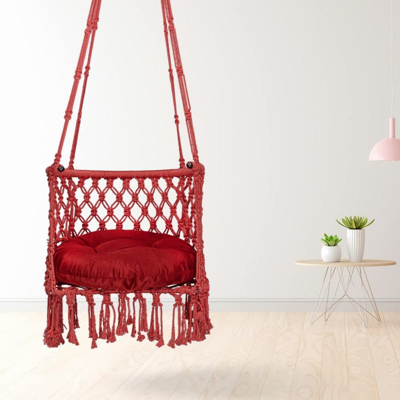 Swingzy Premium Small C Shape Swing for AdultsSwing Chair for Home Indoor Outdoor GardenJhula for AdultsHanging Swing Chair for BalconyAccessories Included 36x46x160 cm Red