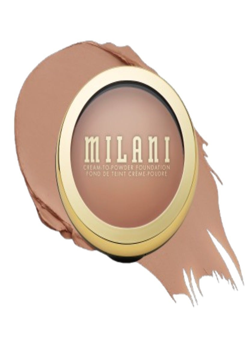 Milani Conceal + Perfect Smooth Finish Cream to Powder Foundation – Sand Beige | Full Coverage, Lightweight, Natural Matte Finish, Buildable Formula, Long-Lasting Wear, Vegan & Cruelty-Free