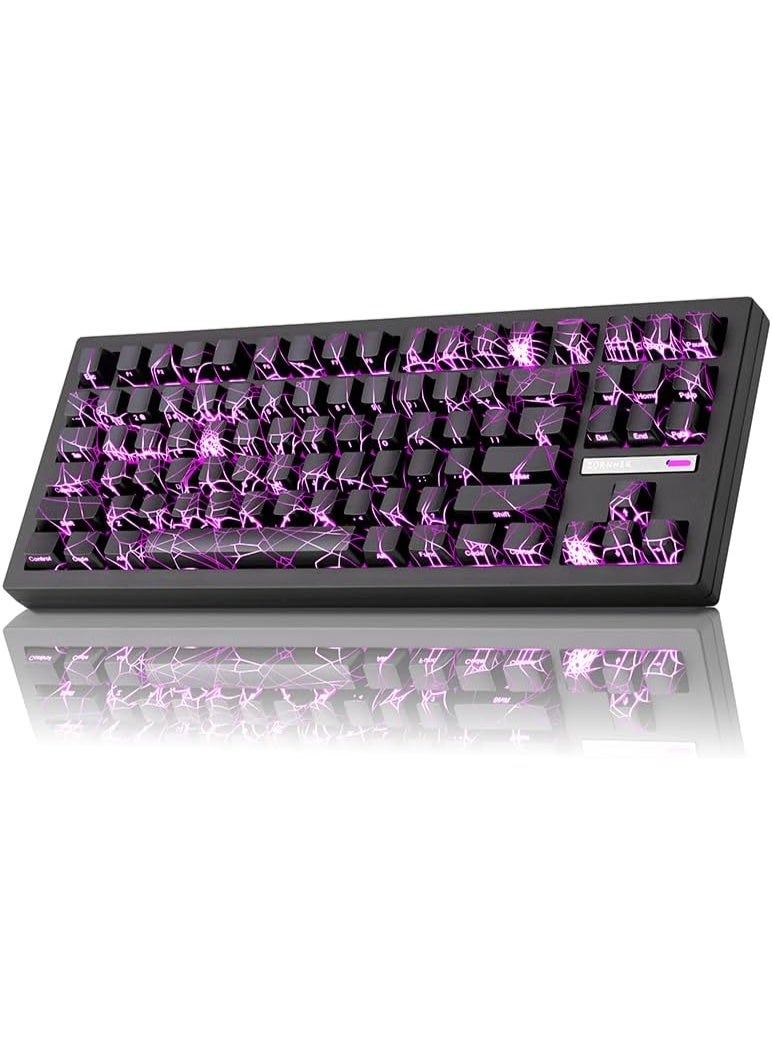 ZORNHER ZH870 Wireless Gaming Mechanical Keyboard,80% Black Custom Creamy Sound Keyboard with Spider Web IMD PC Keycaps,Creamy Sounding Linear Switches,Hot-Swappable,RGB Backlit,2.4GHz/USB-C/BT5.0