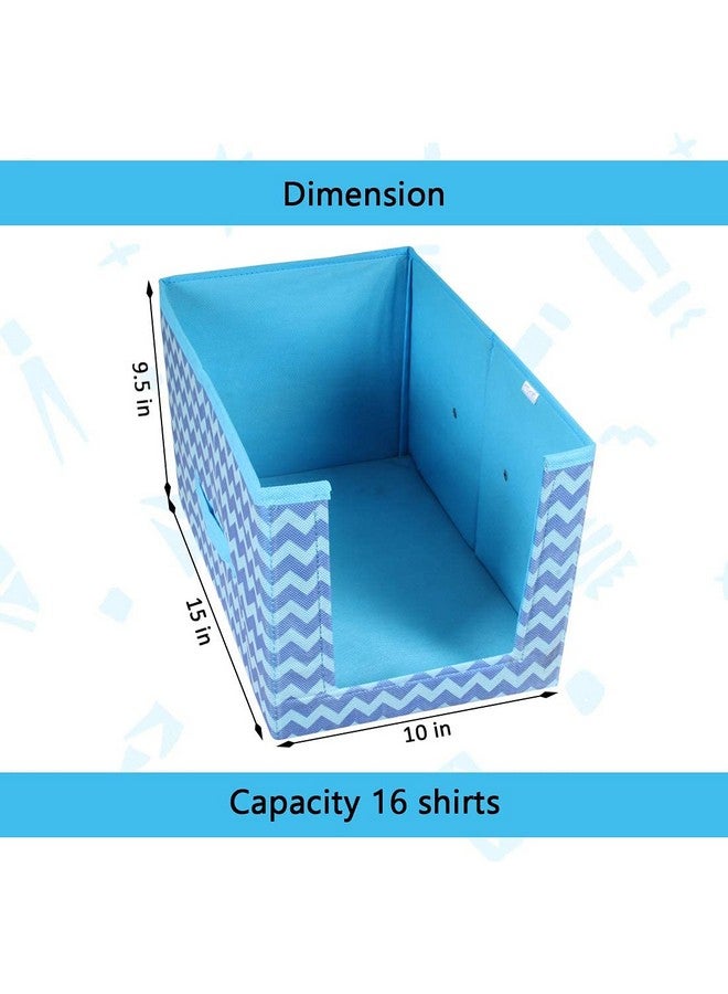 PrettyKrafts 2 Pcs Non Woven Large Capacity Shirt Stacker/Foldable & Stackable Closet Wardrobe Cupboard Organizer/Multipurpose Clothes Shelf Storage Box Organizer (Blue, 25x38x24 cm) - Image 3