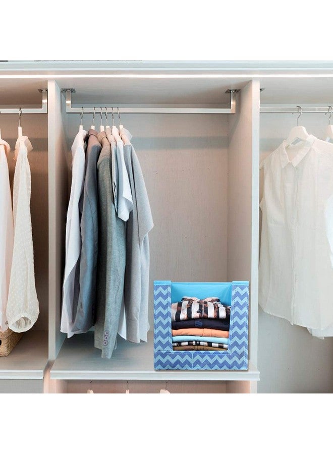 PrettyKrafts 2 Pcs Non Woven Large Capacity Shirt Stacker/Foldable & Stackable Closet Wardrobe Cupboard Organizer/Multipurpose Clothes Shelf Storage Box Organizer (Blue, 25x38x24 cm) - Image 5