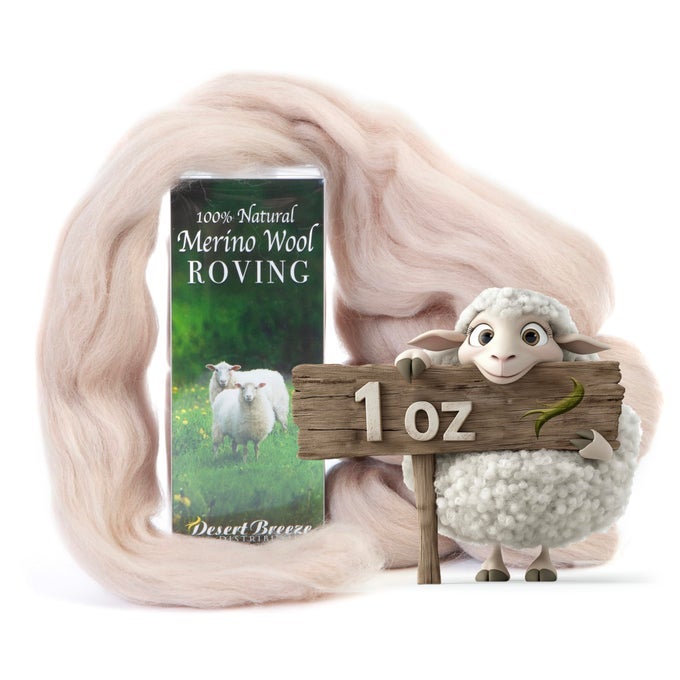100 NATURAL MERINO WOOL ROVING PREMIUM COMBED TOP MERINO ROVING WOOL TAPESTRY SPINNING WET FELTING NEEDLE FELTING SUPPLIES 215 MICRON 1 OZ COLOR CAFE AU LAIT