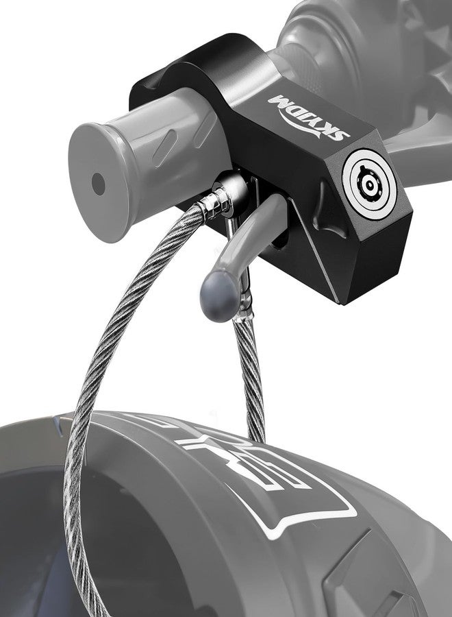 SKYJDM Motorcycle Locks, Helmet & Lock Brake Lock Anti-Theft Grip Lock Combo for All Motorcycle Bike ATV Scooter with Handlebar Diameters Within 1.3-1.5 Inches (Black) - Image 1