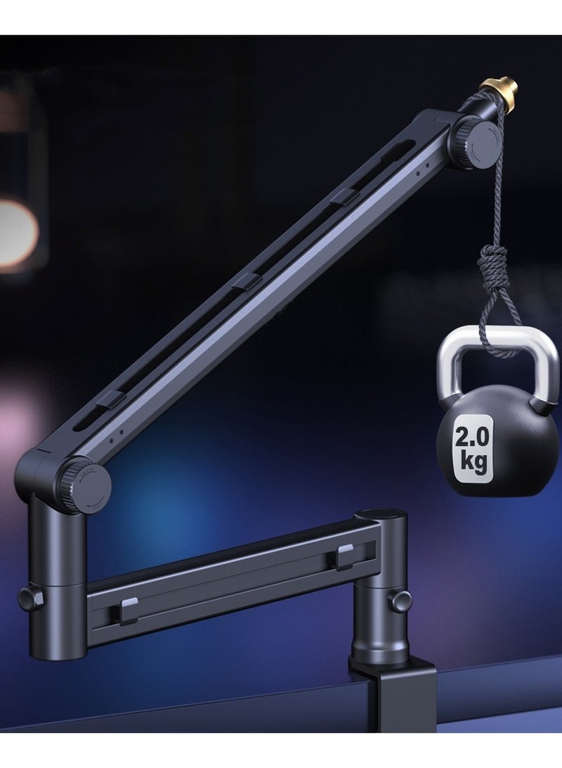 Low Profile Boom Arm, 2KG Load Capacity, Stable Gear Lock Structure Never Sags, Metal Microphone Stand with Desk Mount Clamp - Image 2