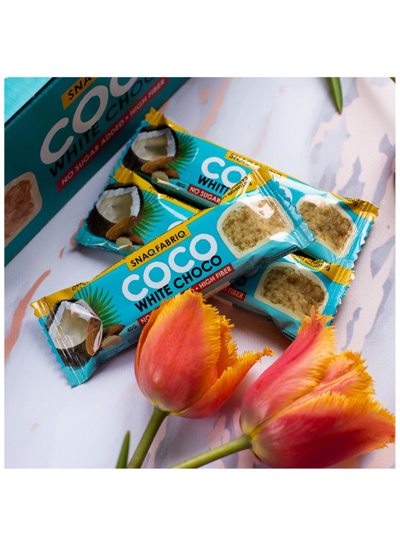 Snaq Fabriq Coco White Choco Bar Almond High Fiber and No Sugar Added 12x40g - Image 4