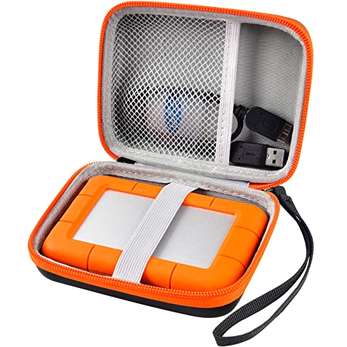 ALKOO Case Compatible with LaCie Rugged Mini 1TB/ 2TB/ 4TB/ 5TB External Hard Drive Portable HDD, Storage Holder for Hard Drives for Mac and PC Computer & USB 3.0 2.0 Cable SD Cards (Orange) - Image 1