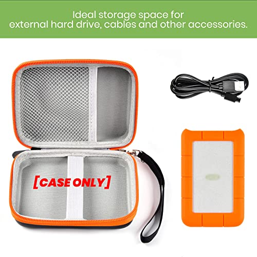 ALKOO Case Compatible with LaCie Rugged Mini 1TB/ 2TB/ 4TB/ 5TB External Hard Drive Portable HDD, Storage Holder for Hard Drives for Mac and PC Computer & USB 3.0 2.0 Cable SD Cards (Orange) - Image 4