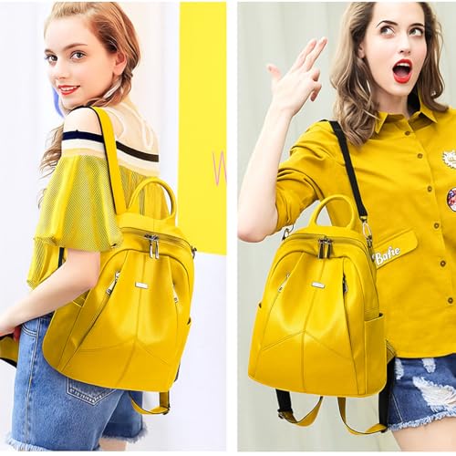 MUCHOVA Women Casual Travel Bags Stylish Medium Lightweight Backpack for Girls Fashion Multipurpose Shoulder Backpack (Yellow) - Image 2