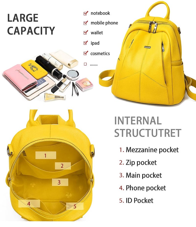 MUCHOVA Women Casual Travel Bags Stylish Medium Lightweight Backpack for Girls Fashion Multipurpose Shoulder Backpack (Yellow) - Image 4