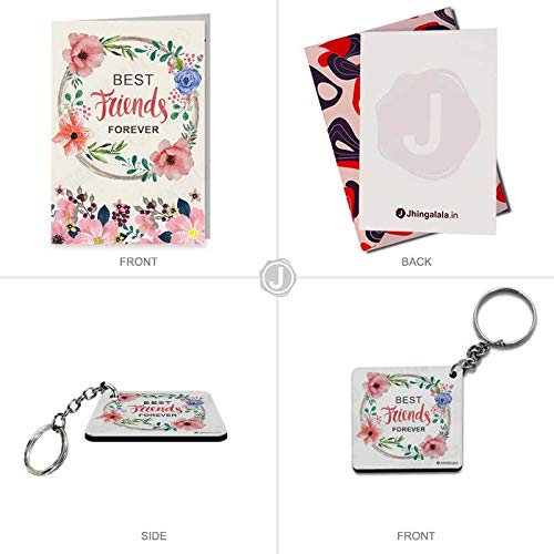 Jhingalala Jhingalala Best Friends Forever Printed Cushion Mug Key Chain Greeting Card Combo Gift Pack Gift for Friends Gift for Friendship Day Friendship Day Gifts for Best Friend Friendship Day Gifts - Image 5