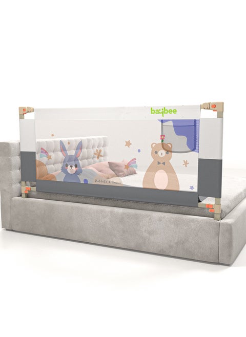 150 x 80cm Baby Bed Rail Guard for Baby Safety with 28 Height Adjustable, Portable Bed Side Protector for Baby Falling | Foldable Single Side Baby Bed Railing for Kids Toddler Grey White