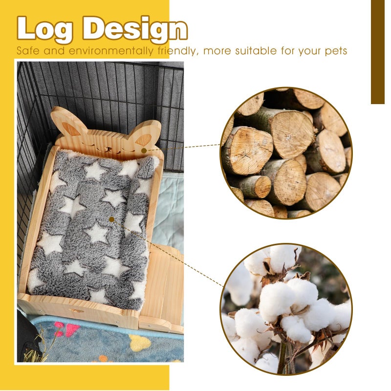 Rypet Wooden Guinea Pig Bed with Stairs and Mat Cozy Small Animals Cushion Bed Detachable Small Pet Hut Habitats for Guinea Pig Dwarf Rabbit Chinchillas Hamster Ferret - Image 3