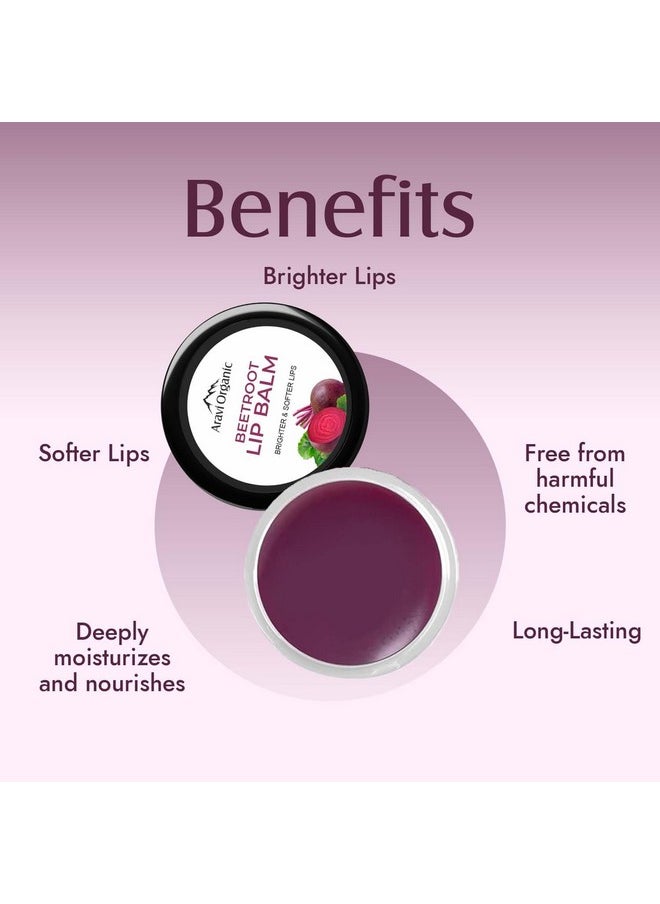 Aravi Organic - Beetroot Lip Balm With Beetroots, Shea Butter & Cocoa Butter - For Dry & Chapped Lips Lip - Protection & Nourishment - 8 Gm, Red - Image 1