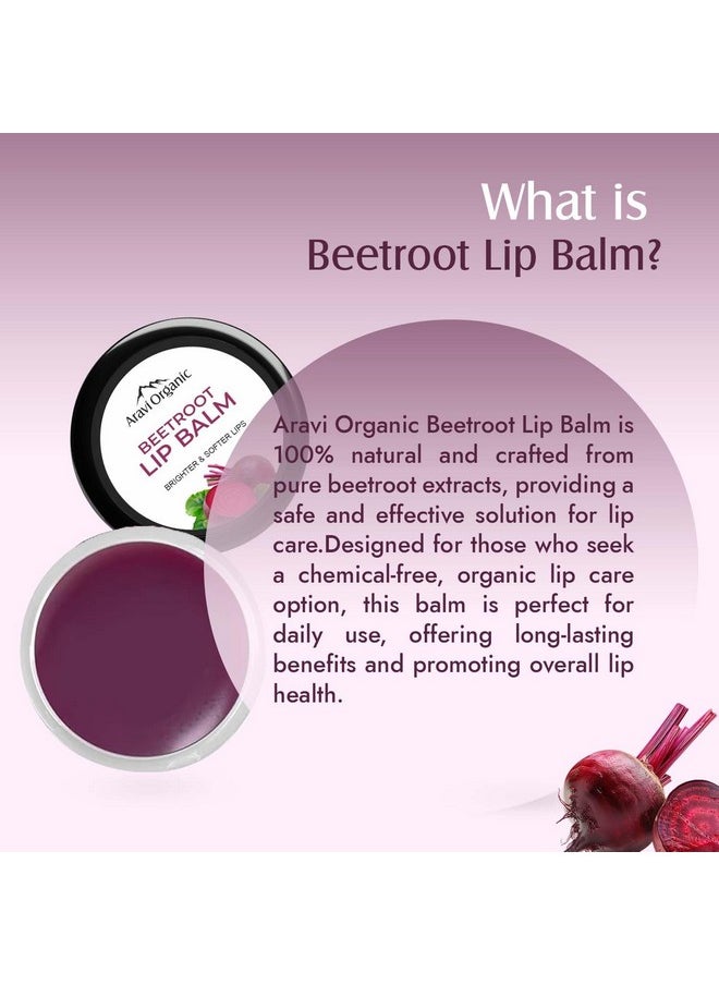 Aravi Organic - Beetroot Lip Balm With Beetroots, Shea Butter & Cocoa Butter - For Dry & Chapped Lips Lip - Protection & Nourishment - 8 Gm, Red - Image 1