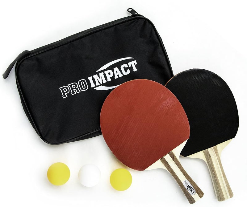 Pro Impact Ping Pong Set – 2 Professional Wooden Paddles, 3 Table Tennis Balls & Carry Case – Indoor/Outdoor Racket Kit for Beginner & Intermediate Players, Kids & Adults - Image 4