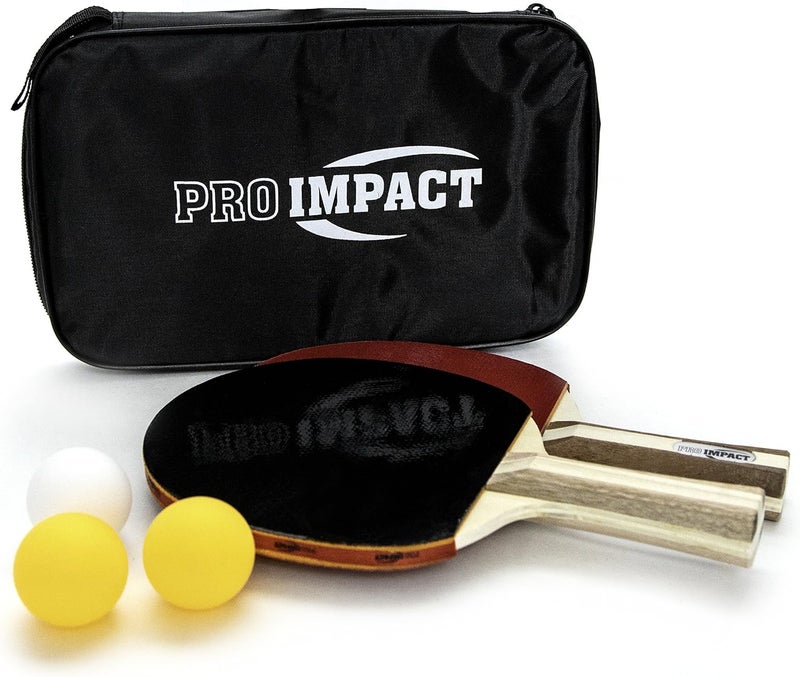 Pro Impact Ping Pong Set – 2 Professional Wooden Paddles, 3 Table Tennis Balls & Carry Case – Indoor/Outdoor Racket Kit for Beginner & Intermediate Players, Kids & Adults - Image 3