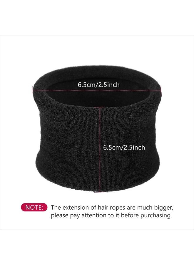 eBoot 20 Pieces Large Cotton Stretch Hair Ties Bands Rope Ponytail Holders Headband for Thick Heavy or Curly Hair, 6.5 cm in Diameter (Black)  - Image 3