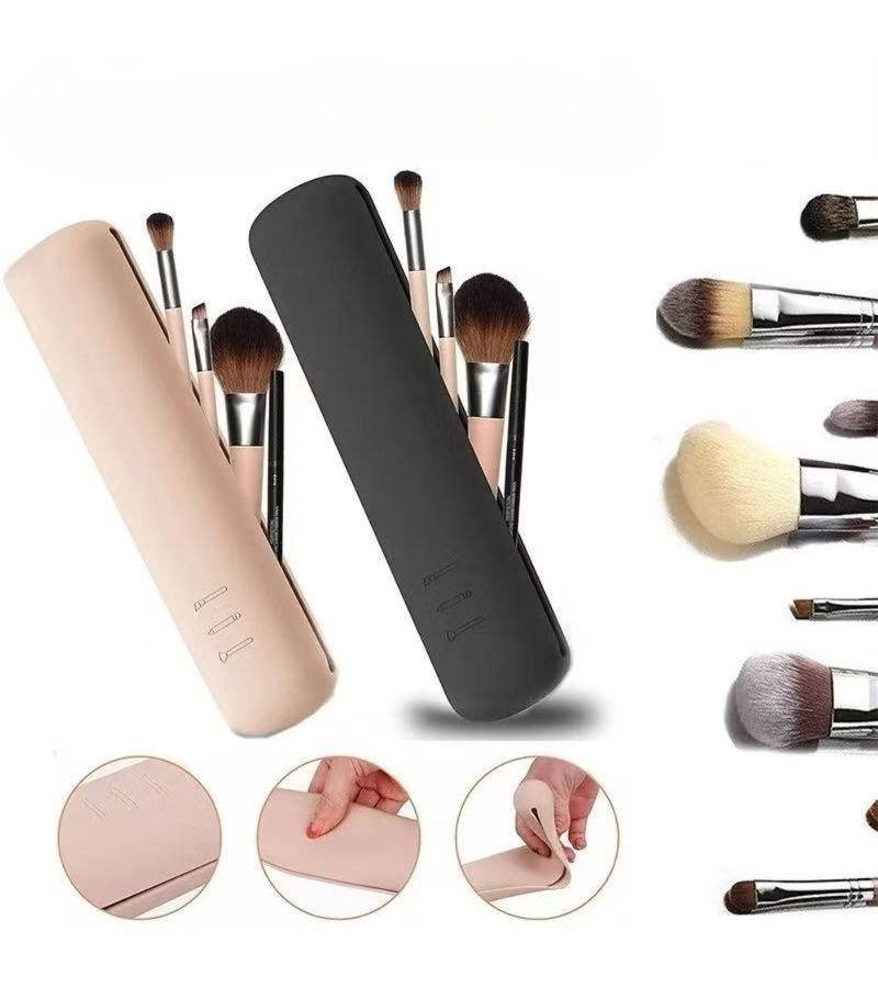Makeup Brush Organizer With Compartments Assorted Varieties 10pcs Travel Bag Portable Durable And Space Saving For Brushes Lipsticks Eyeshadows - Image 3