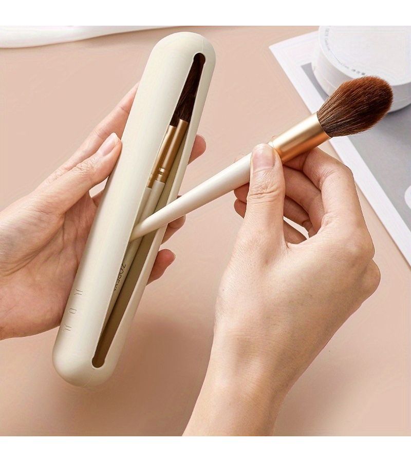 Makeup Brush Organizer With Compartments Assorted Varieties 10pcs Travel Bag Portable Durable And Space Saving For Brushes Lipsticks Eyeshadows - Image 1