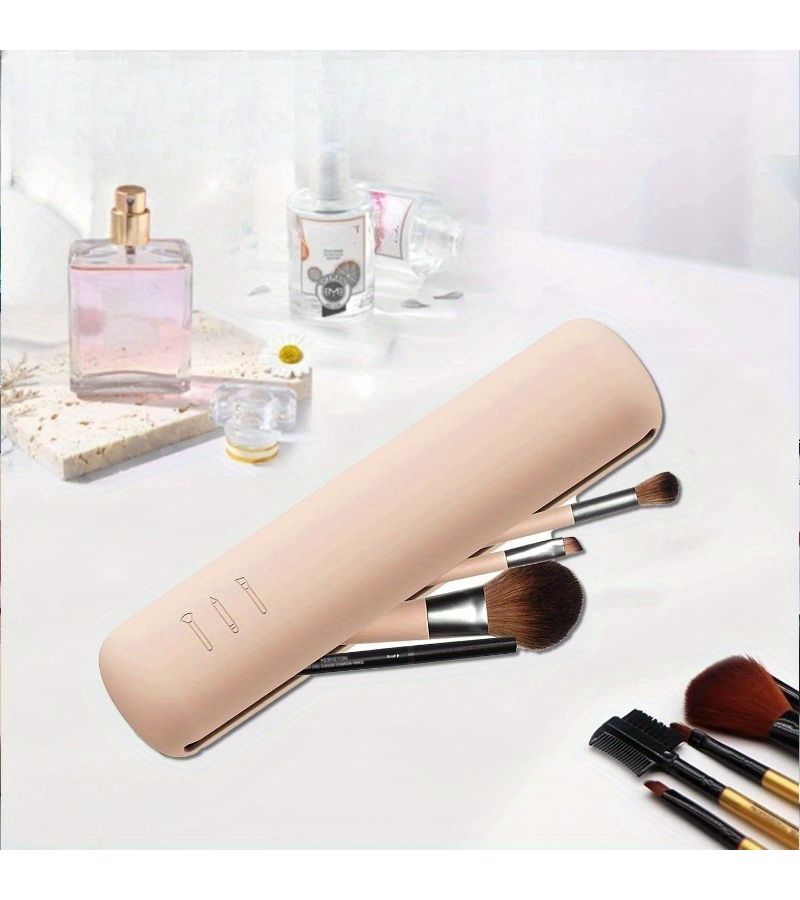 Makeup Brush Organizer With Compartments Assorted Varieties 10pcs Travel Bag Portable Durable And Space Saving For Brushes Lipsticks Eyeshadows - Image 4