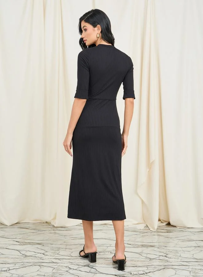 Styli Ribbed Pencil Dress