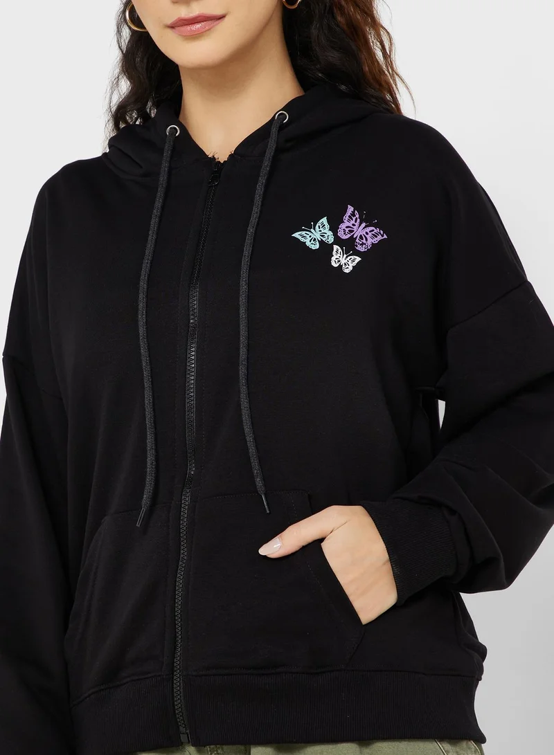 Ginger Graphic Zip Thru Hoodie