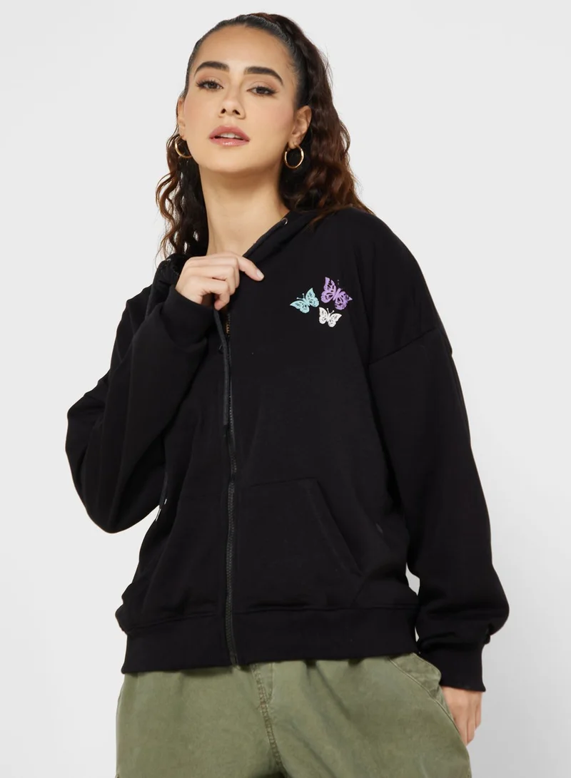Ginger Graphic Zip Thru Hoodie