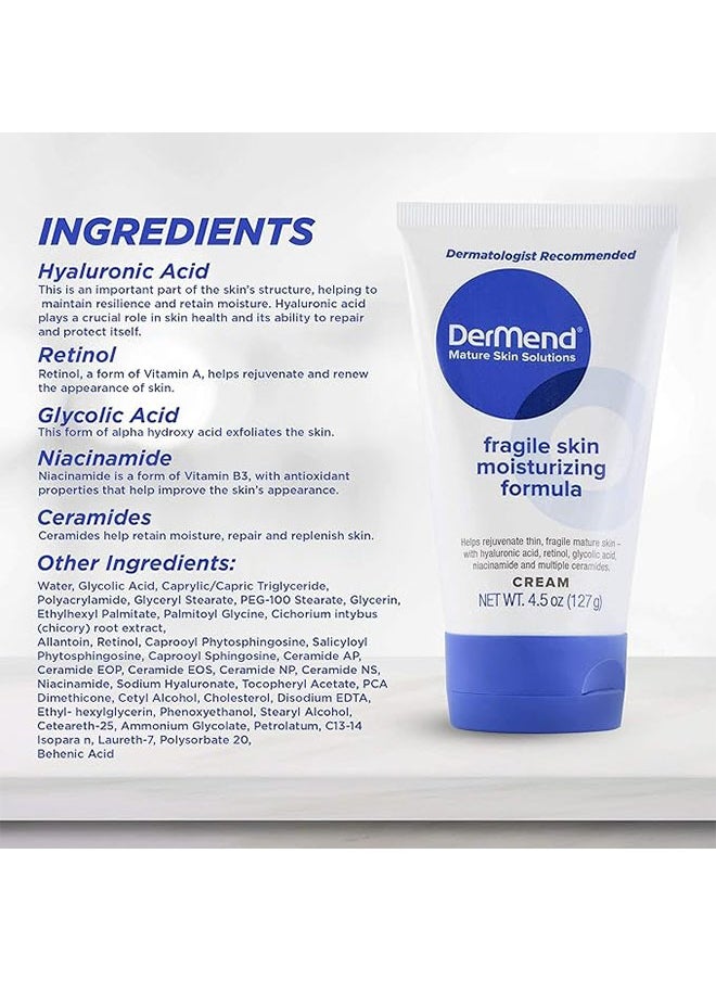 dermend - Fragile Skin Moisturizing Formula 127g, Helps Rejuvenate Thin, Fragile Mature Skin, Daily Moisturizer, Anti Wrinkle Cream for Firming and Strengthening Thin, Aging Skin - Image 1