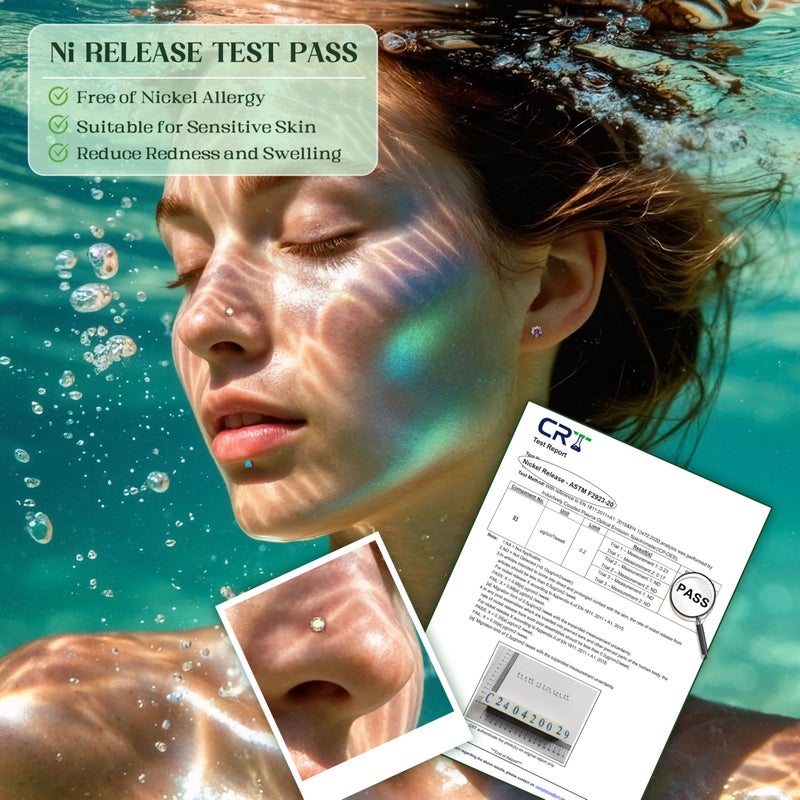 MILACOLATO Hypoallergenic Nose Rings for Women Men - 15Pcs 316L Surgical Stainless Steel Nose Rings Studs Corkscrew Studs Rings Cubic Zirconia Labret Lip Nose Nostril Piercing Jewelry 18G - Image 2