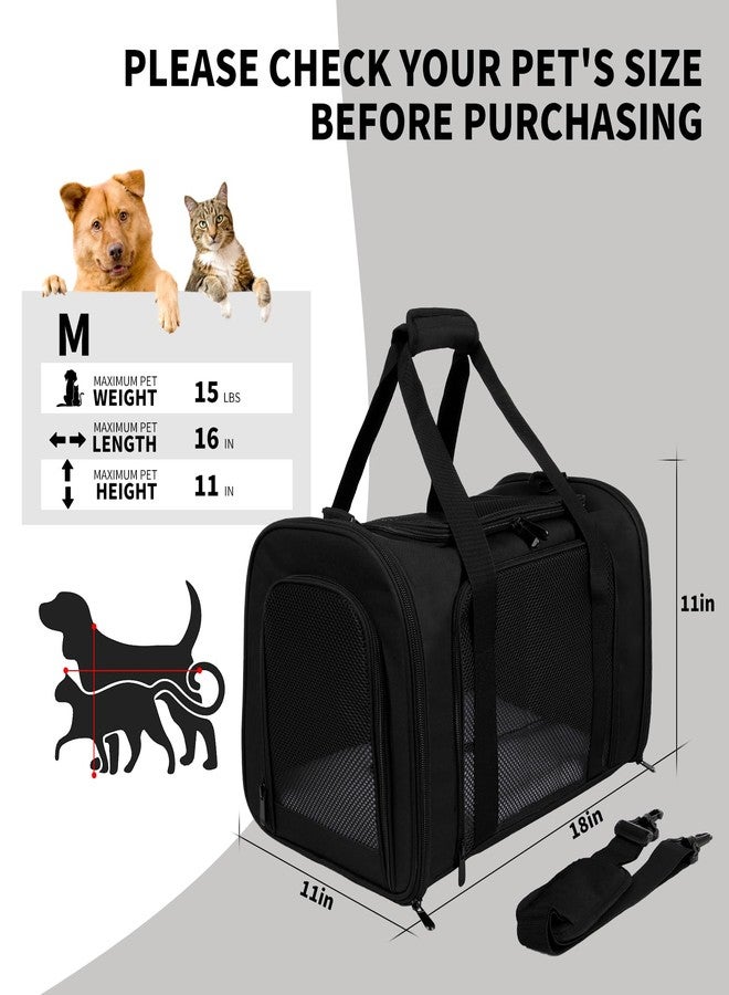 Yipincover Carriers Soft-Sided Pet Carrier for Cats Dogs Under 15 lbs,TSA Airline Approved with 4 Ventilated Windows(Medium,Black) - Image 4