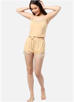 Haute Sauce Solid Crop Top and Short Satin Night Wear Set For Women  - Image 5