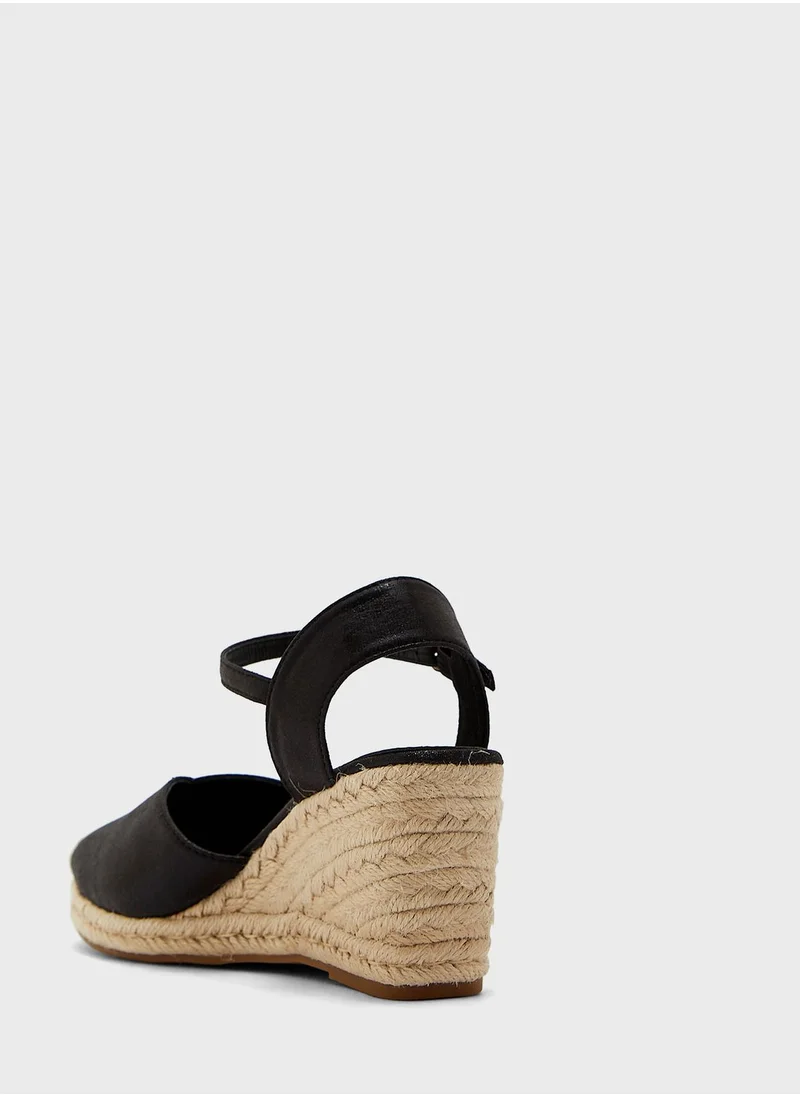 ELLA Mixed Material Metallic Wedge Sandal