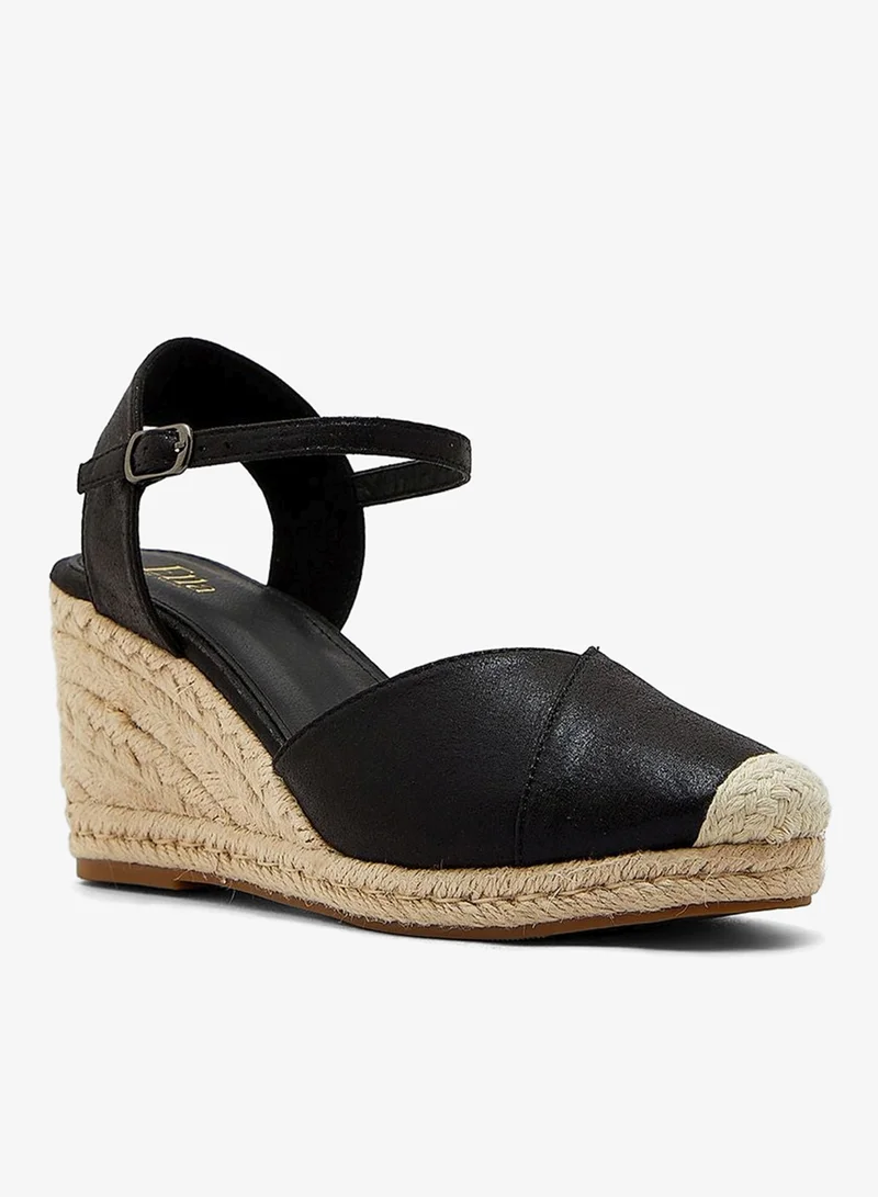 ELLA Mixed Material Metallic Wedge Sandal