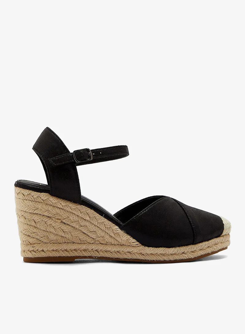 ELLA Mixed Material Metallic Wedge Sandal