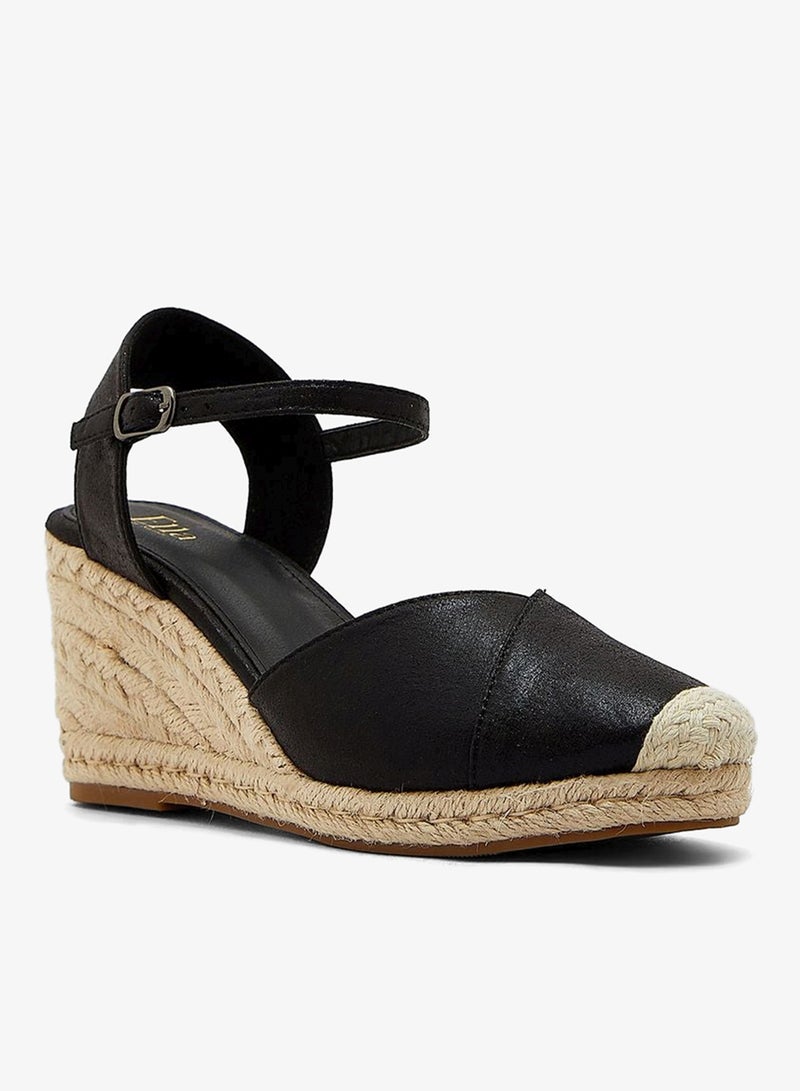 ELLA Mixed Material Metallic Wedge Sandal - Image 2
