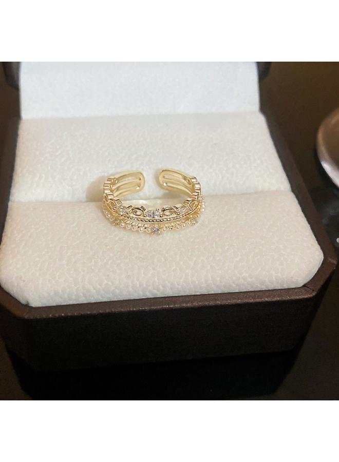 Real Gold Electroplated Baroque Pearl Tulip Flower Open Ring South Korea Fresh Sweet Mori Light Luxury Bracelet