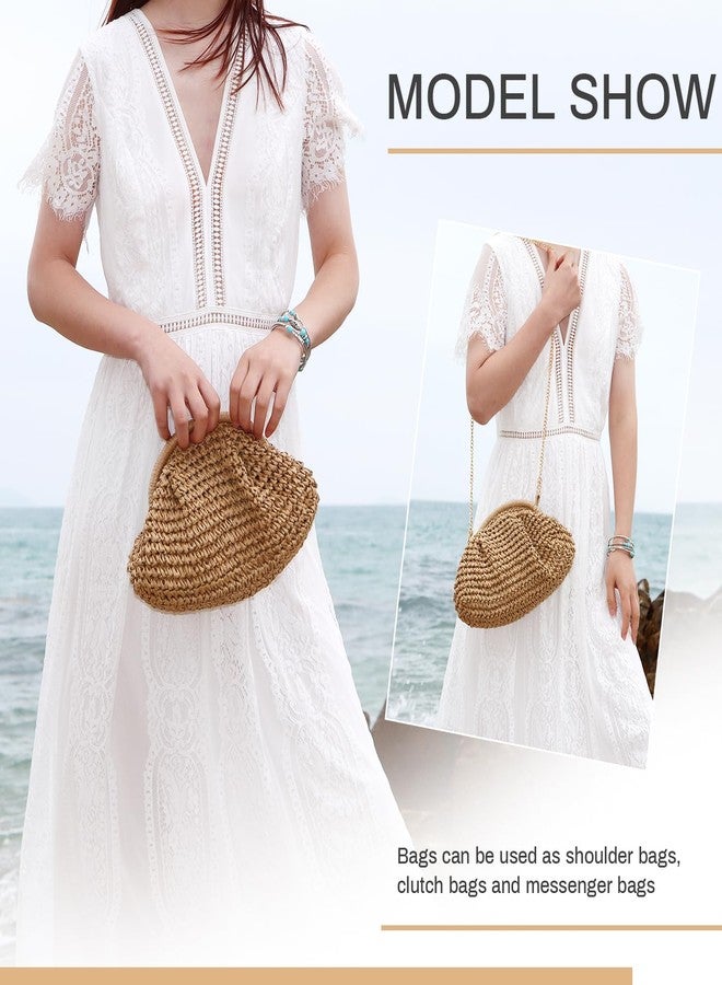 KUANG! Clutch Handbag for Women Woven Straw Dumpling Bag Summer Beach Clutch Crossbody Purses - Image 2