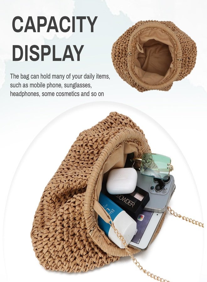 KUANG! Clutch Handbag for Women Woven Straw Dumpling Bag Summer Beach Clutch Crossbody Purses - Image 5