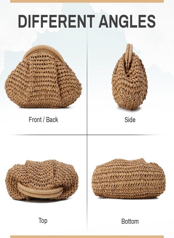 KUANG! Clutch Handbag for Women Woven Straw Dumpling Bag Summer Beach Clutch Crossbody Purses - Image 4