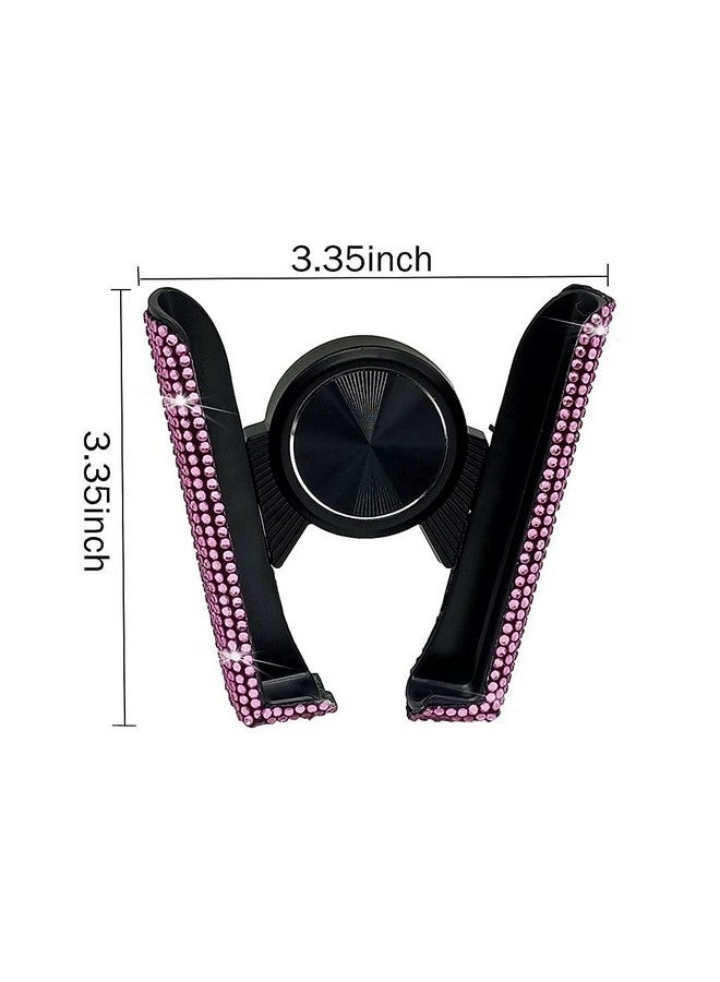 حامل هاتف للسيارة بلينغ قابل للتعديل 360 درجة حامل تثبيت تلقائي كريستالي للزجاج الأمامي للوحة القيادة وفتحة الهواء (وردي) - Image 2