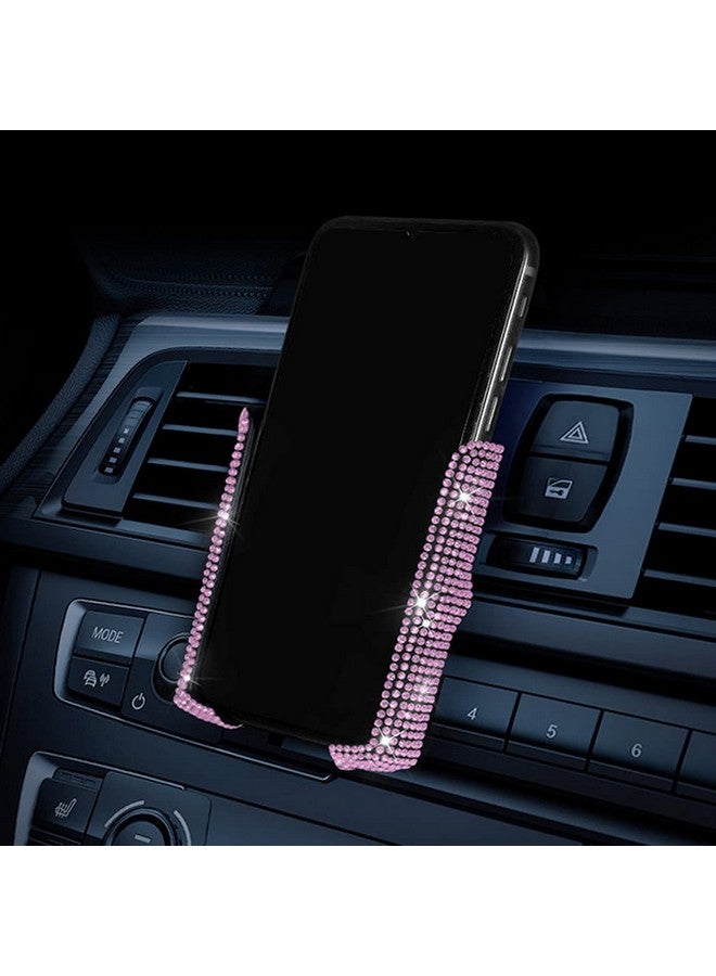 حامل هاتف للسيارة بلينغ قابل للتعديل 360 درجة حامل تثبيت تلقائي كريستالي للزجاج الأمامي للوحة القيادة وفتحة الهواء (وردي) - Image 1