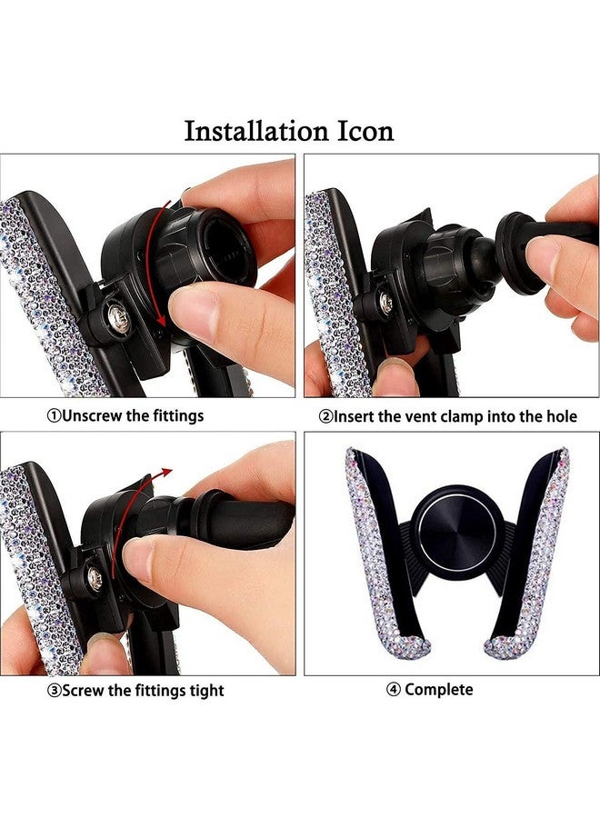 حامل هاتف للسيارة بلينغ قابل للتعديل 360 درجة حامل تثبيت تلقائي كريستالي للزجاج الأمامي للوحة القيادة وفتحة الهواء (وردي) - Image 5