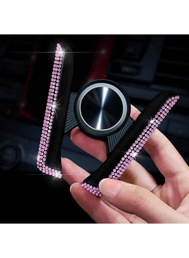 حامل هاتف للسيارة بلينغ قابل للتعديل 360 درجة حامل تثبيت تلقائي كريستالي للزجاج الأمامي للوحة القيادة وفتحة الهواء (وردي) - Image 3