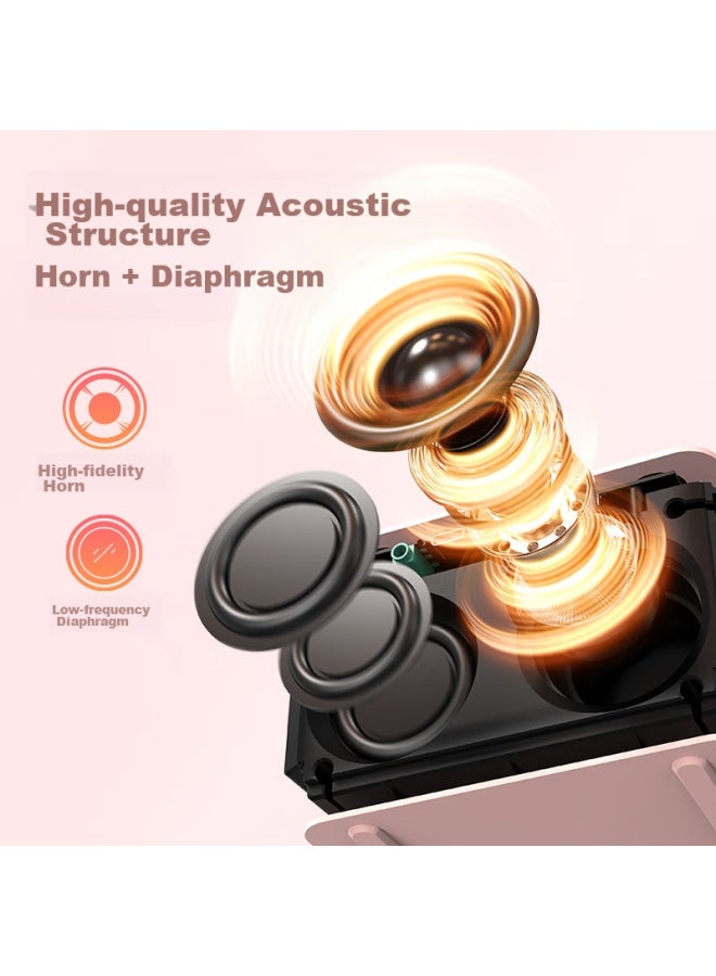 Sansui ميكروفون فيديو كاريوكي D76 مكبر صوت ميكروفون لاسلكي شامل جهاز غناء، نظام صوت منزلي Ktv مع بطاقة صوت مدمجة، متخصص للتلفاز، هدية عيد ميلاد للأطفال، وردي - Image 4