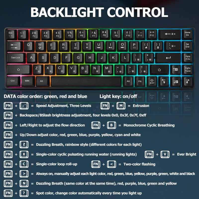 Guiheng Wired 60% Gaming Keyboard and Mouse Combo, Ultra-Compact 61 Keys RGB Backlit Mini Keyboard, Lightweight 3200 DPI Optical, Wired Gaming Set for Windows,PC, MAC PS5 Xbox Gamer(Black) - Image 5