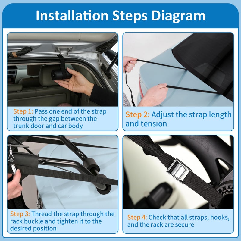 Dunkive Bike Rack Straps Replacement Compatible with Saris Trunk Mount Bike Racks Compatible with Bones, Bones EX, Guardian Soft Rubber Bumpers Accessories Protect Hatchback & SUV - Image 2