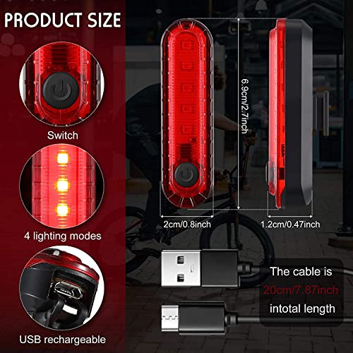 Linist 4 Pieces Convex Bicycle Mirror and Bicycle Light Set, 2 Pieces Bicycle Rear View Mirrors and 2 Pieces USB Rear Bicycle Lights Adjustable Rotatable Bicycle Convex Plastic Mirror - Image 3